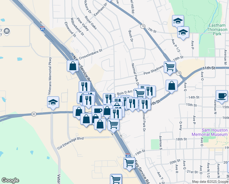 map of restaurants, bars, coffee shops, grocery stores, and more near 2715 Chimney Rock Road in Huntsville