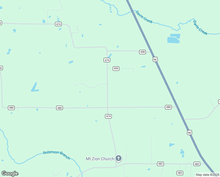 map of restaurants, bars, coffee shops, grocery stores, and more near 4325 County Road 474 in Kirbyville