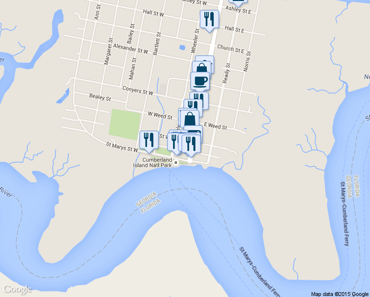 map of restaurants, bars, coffee shops, grocery stores, and more near 105 Bryant Street West in Saint Marys