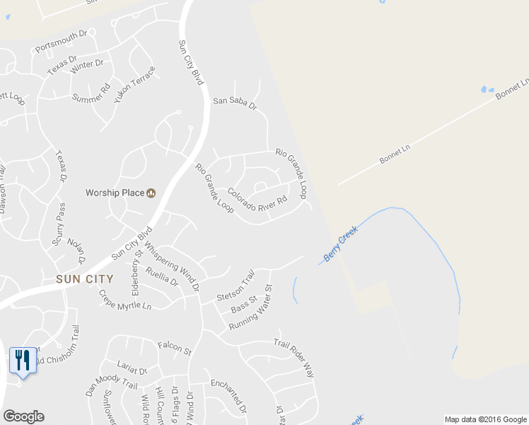 map of restaurants, bars, coffee shops, grocery stores, and more near 314 Colorado River Road in Georgetown