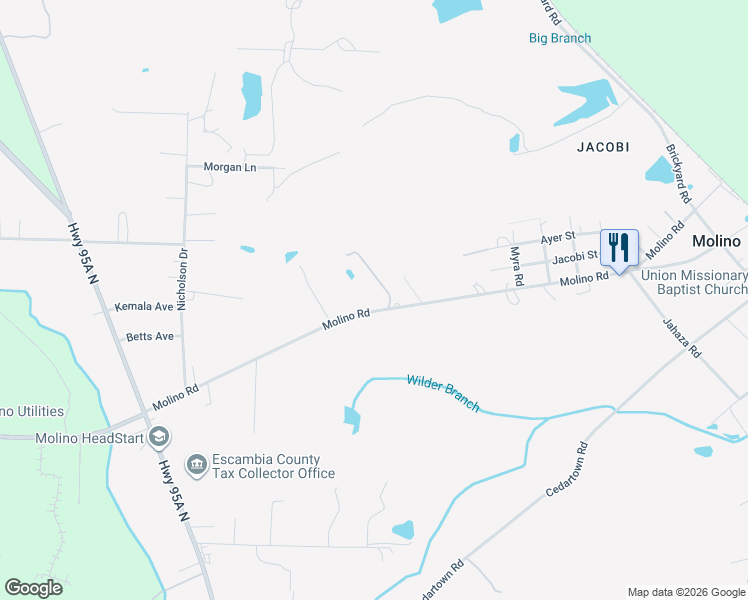 map of restaurants, bars, coffee shops, grocery stores, and more near 783-865 Molino Road in Molino