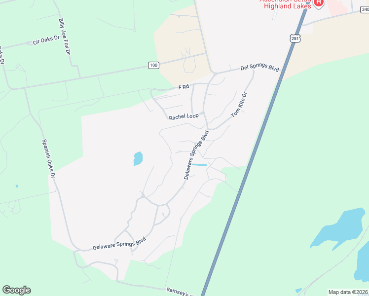 map of restaurants, bars, coffee shops, grocery stores, and more near 103 Wallace Riddell Drive in Burnet