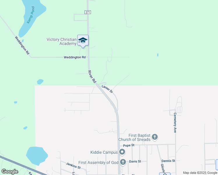 map of restaurants, bars, coffee shops, grocery stores, and more near 2204 Lanier Drive in Sneads