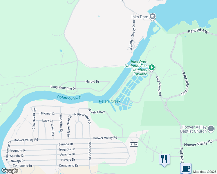map of restaurants, bars, coffee shops, grocery stores, and more near 170 Harold Drive in Burnet