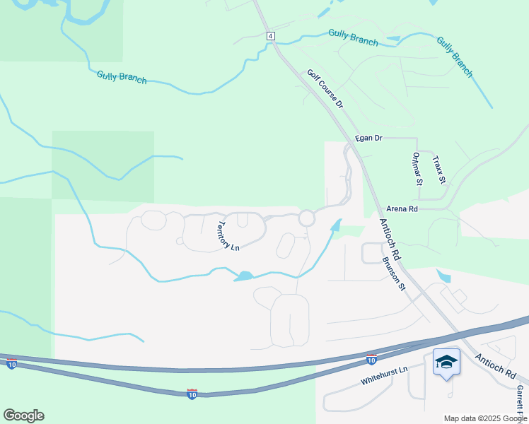 map of restaurants, bars, coffee shops, grocery stores, and more near 600 Territory Lane in Crestview