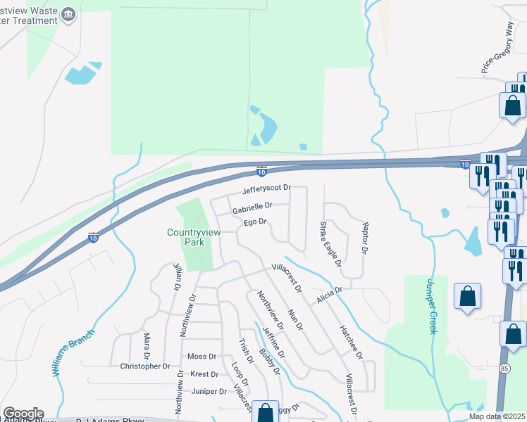 map of restaurants, bars, coffee shops, grocery stores, and more near 1230 Gabrielle Dr in Crestview