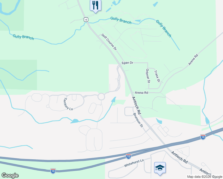 map of restaurants, bars, coffee shops, grocery stores, and more near 303 Greyfox Circle in Crestview