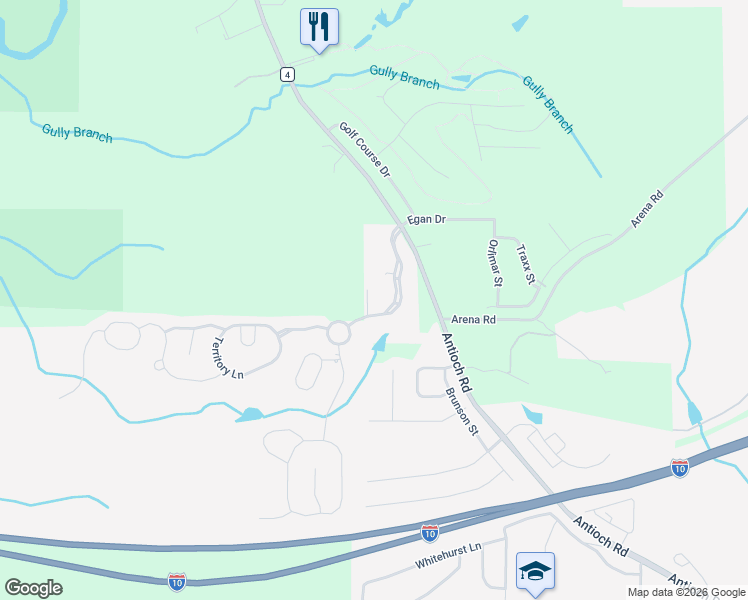 map of restaurants, bars, coffee shops, grocery stores, and more near 303 Greyfox Circle in Crestview