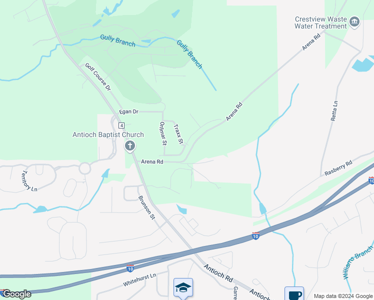 map of restaurants, bars, coffee shops, grocery stores, and more near 2230 Titanium Drive in Crestview