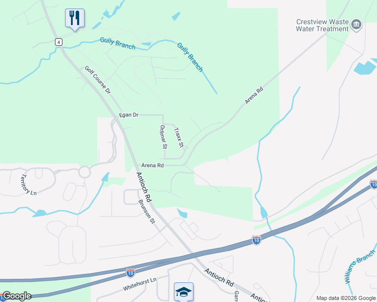map of restaurants, bars, coffee shops, grocery stores, and more near 2232 Titanium Drive in Crestview