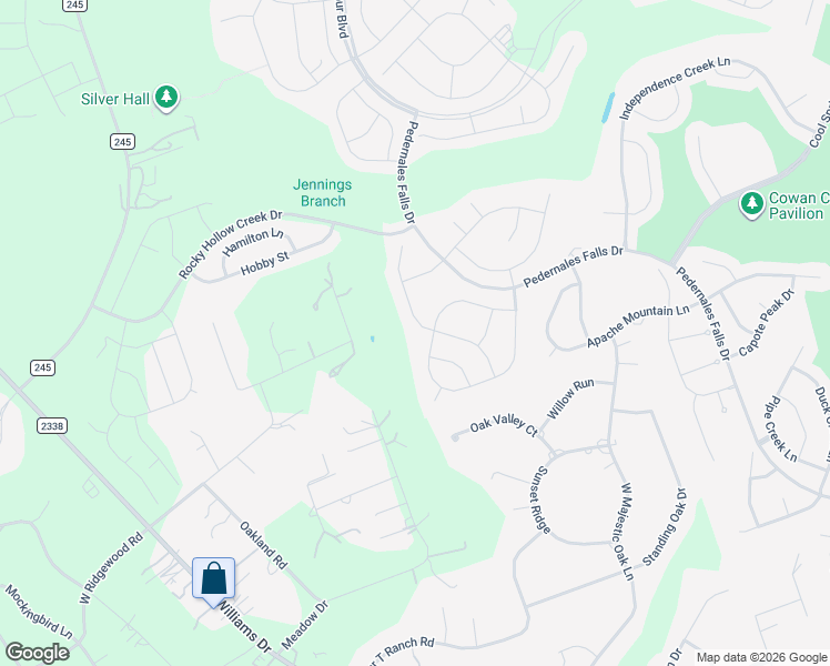 map of restaurants, bars, coffee shops, grocery stores, and more near 304 Kickapoo Creek Lane in Georgetown