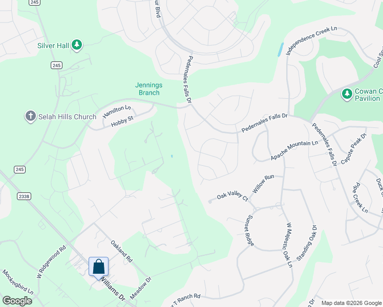 map of restaurants, bars, coffee shops, grocery stores, and more near 304 Kickapoo Creek Lane in Georgetown