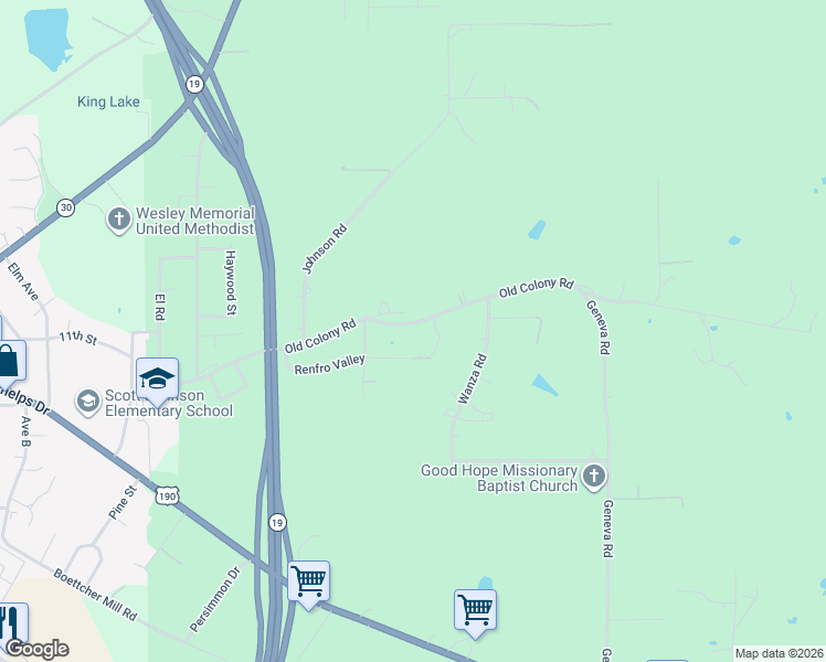 map of restaurants, bars, coffee shops, grocery stores, and more near 3024 Old Colony Road in Huntsville