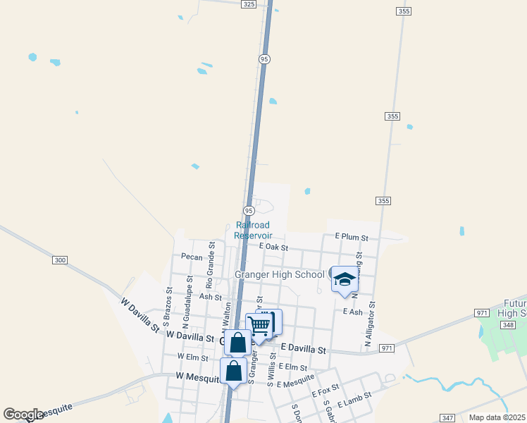 map of restaurants, bars, coffee shops, grocery stores, and more near 800 North Commerce Street in Granger