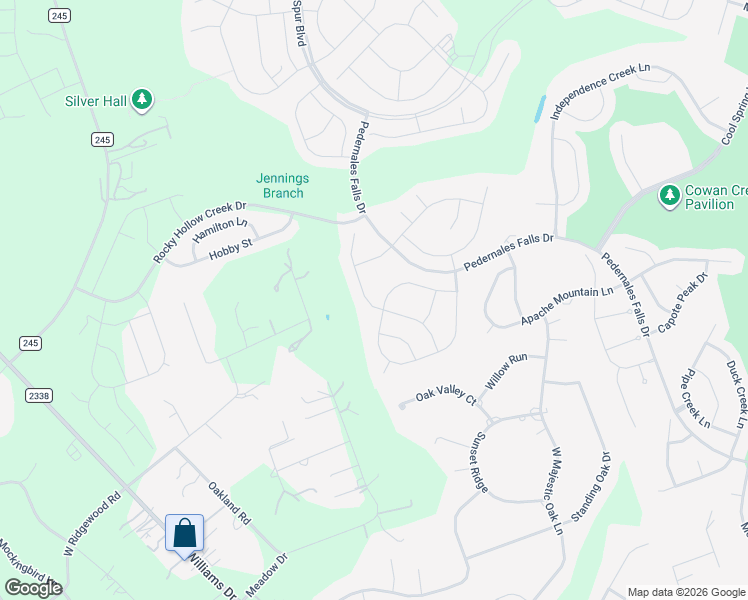 map of restaurants, bars, coffee shops, grocery stores, and more near 304 Kickapoo Creek Lane in Georgetown