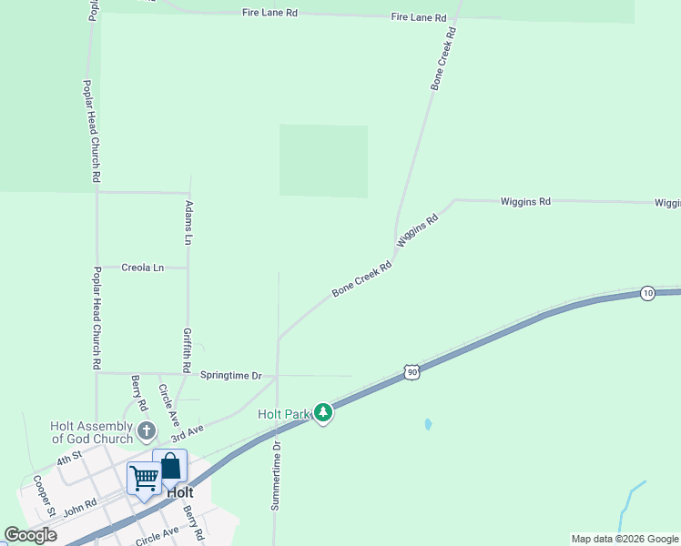 map of restaurants, bars, coffee shops, grocery stores, and more near 4775 Bone Creek Road in Holt