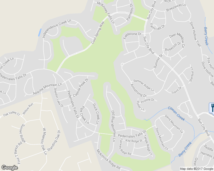 map of restaurants, bars, coffee shops, grocery stores, and more near 215 Old Blue Mountain Lane in Georgetown