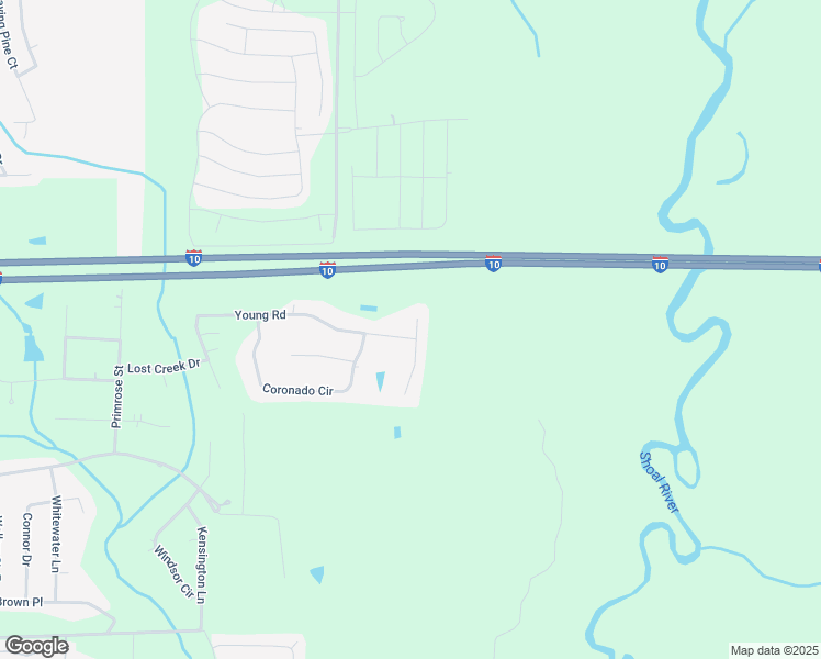 map of restaurants, bars, coffee shops, grocery stores, and more near 4836 Young Road in Crestview