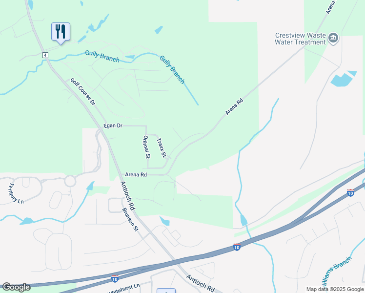 map of restaurants, bars, coffee shops, grocery stores, and more near 2244 Titanium Drive in Crestview