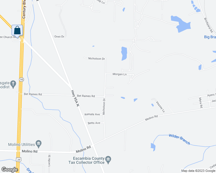 map of restaurants, bars, coffee shops, grocery stores, and more near 7000 Nicholson Drive in Molino