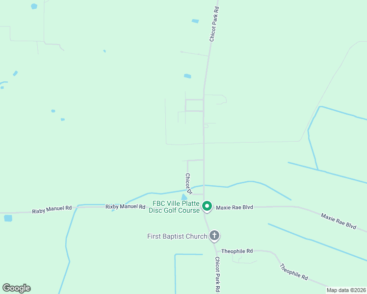 map of restaurants, bars, coffee shops, grocery stores, and more near 154 Poodle Lane in Ville Platte