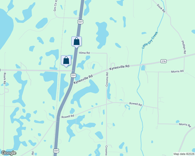 map of restaurants, bars, coffee shops, grocery stores, and more near 2554-2582 Kynesville Road in Cottondale