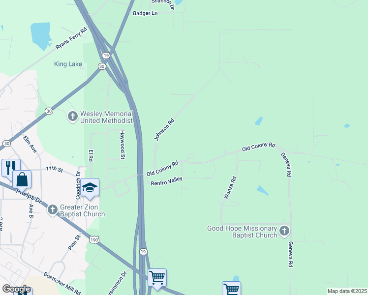 map of restaurants, bars, coffee shops, grocery stores, and more near 3001 Old Colony Road in Huntsville