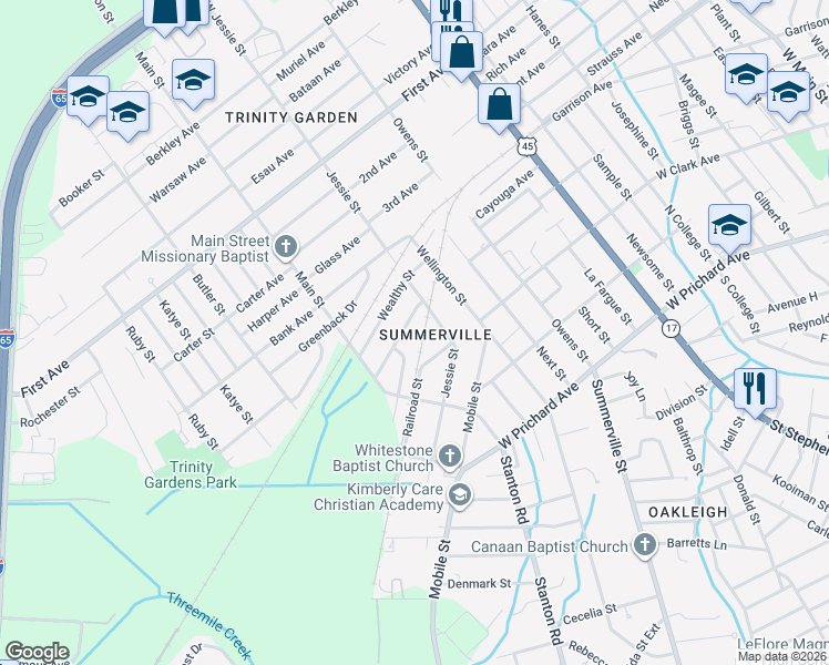 map of restaurants, bars, coffee shops, grocery stores, and more near in Mobile