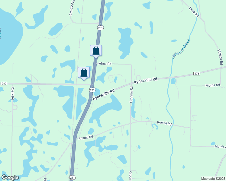 map of restaurants, bars, coffee shops, grocery stores, and more near 2554 Kynesville Road in Cottondale