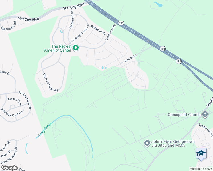 map of restaurants, bars, coffee shops, grocery stores, and more near 552 Bonnet Lane in Georgetown