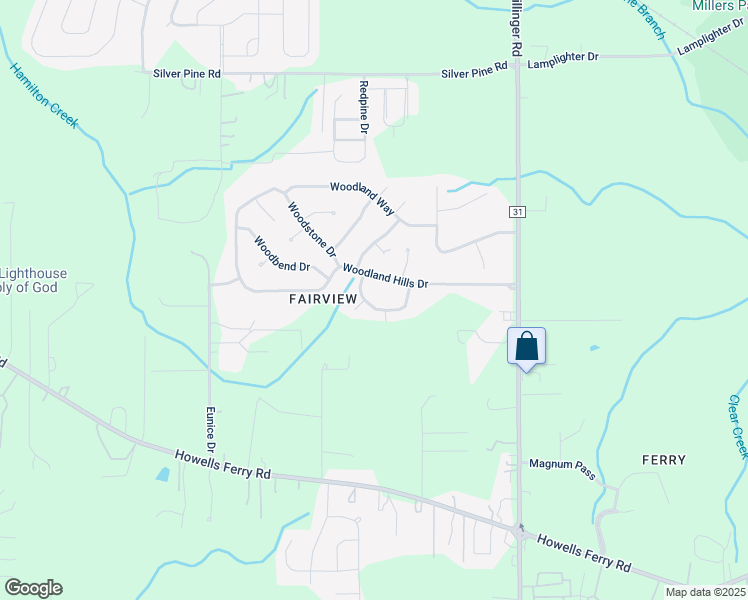 map of restaurants, bars, coffee shops, grocery stores, and more near 8035 Woodland Hills Dr in Semmes