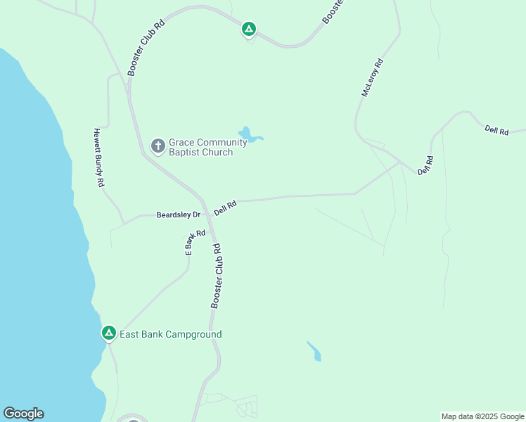 map of restaurants, bars, coffee shops, grocery stores, and more near Dell Road in Bainbridge