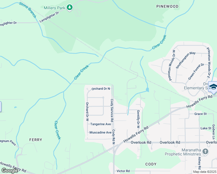 map of restaurants, bars, coffee shops, grocery stores, and more near 7120 Orchard Drive North in Mobile