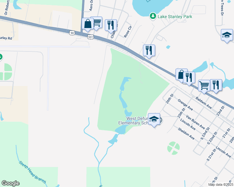 map of restaurants, bars, coffee shops, grocery stores, and more near in DeFuniak Springs
