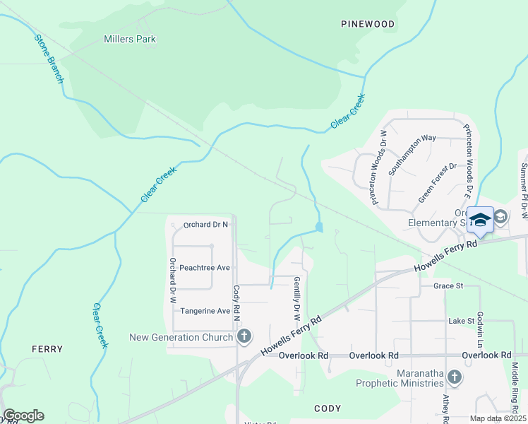 map of restaurants, bars, coffee shops, grocery stores, and more near 1817 Myland Avenue in Mobile