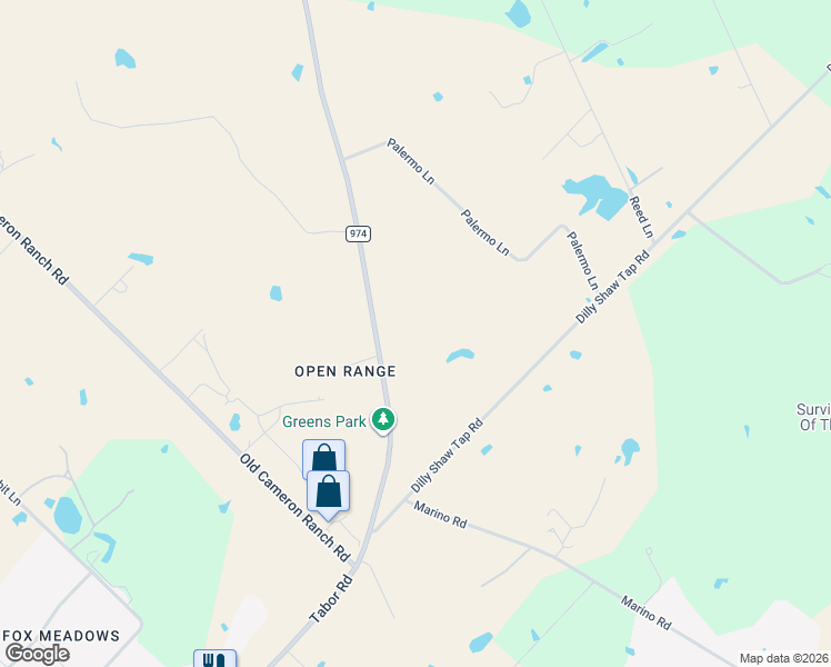 map of restaurants, bars, coffee shops, grocery stores, and more near 3660 Farm to Market Road 974 in Bryan