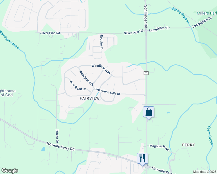 map of restaurants, bars, coffee shops, grocery stores, and more near 8017 Woodbrook Court in Semmes