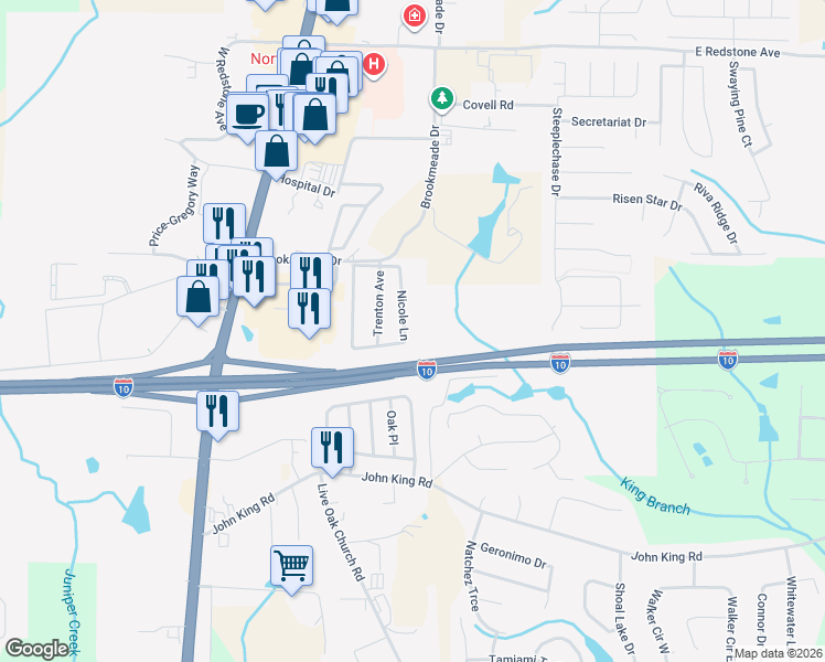 map of restaurants, bars, coffee shops, grocery stores, and more near 149 Nicole Lane in Crestview