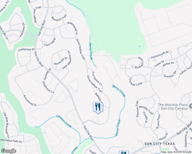 map of restaurants, bars, coffee shops, grocery stores, and more near 123 Fox Home Lane in Georgetown