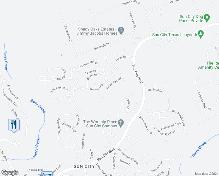 map of restaurants, bars, coffee shops, grocery stores, and more near 303 Yukon Terrace in Georgetown