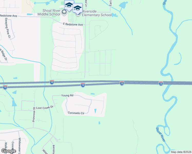 map of restaurants, bars, coffee shops, grocery stores, and more near Interstate 10 in Crestview