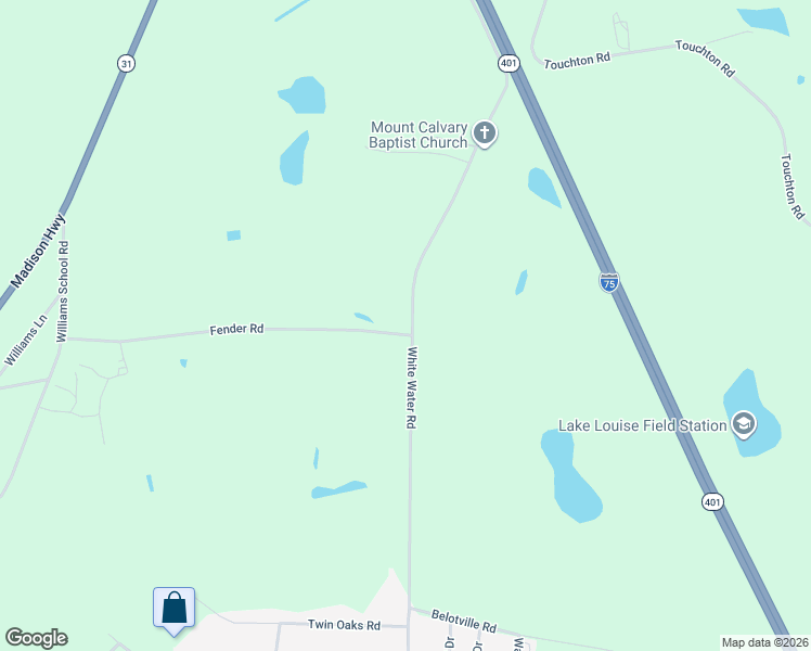 map of restaurants, bars, coffee shops, grocery stores, and more near 3966 White Water Road in Valdosta