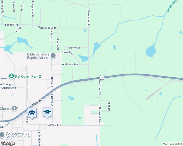 map of restaurants, bars, coffee shops, grocery stores, and more near 2115 U.S. 90 in DeFuniak Springs
