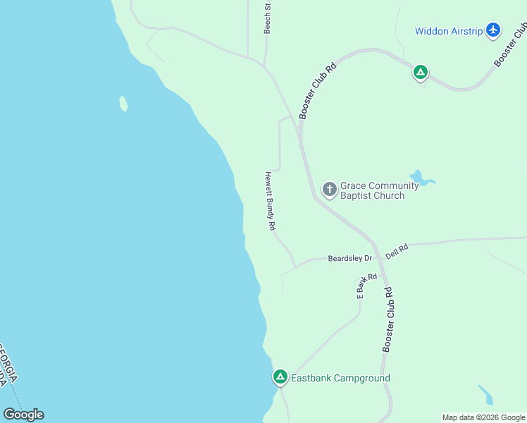 map of restaurants, bars, coffee shops, grocery stores, and more near Hewett Bundy Road in Bainbridge