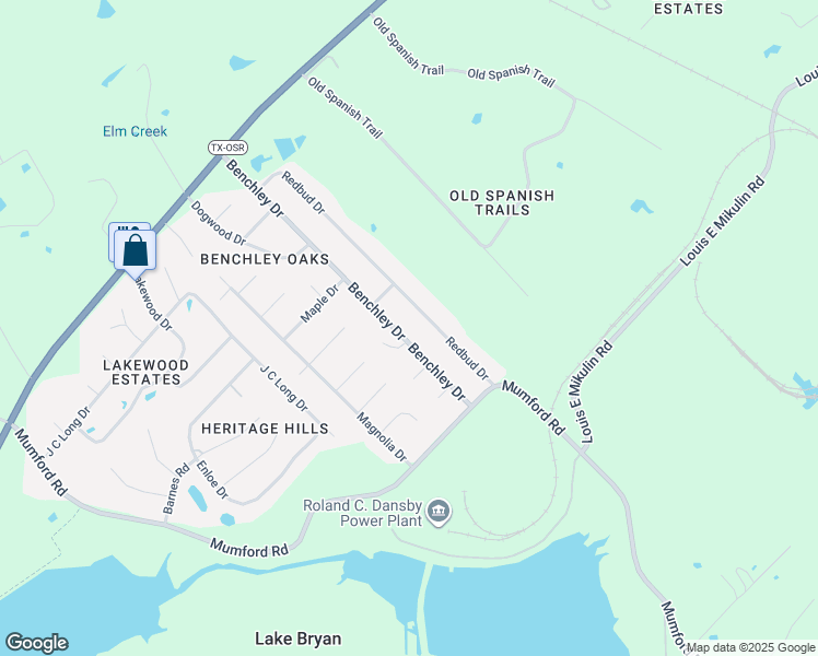 map of restaurants, bars, coffee shops, grocery stores, and more near 5893 Redbud Drive in Bryan