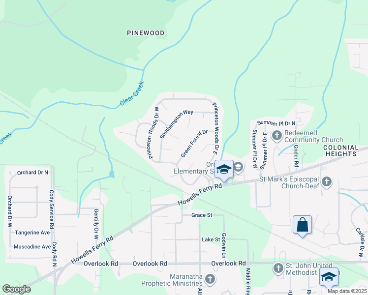 map of restaurants, bars, coffee shops, grocery stores, and more near 6508 Queensborough Court in Mobile