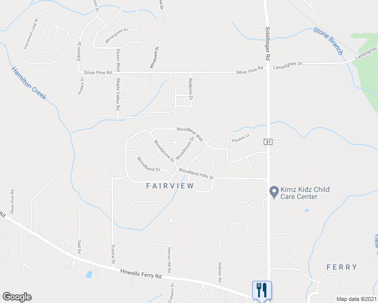 map of restaurants, bars, coffee shops, grocery stores, and more near 1812 Woodmont Drive in Semmes