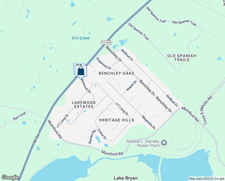 map of restaurants, bars, coffee shops, grocery stores, and more near 6160 Magnolia Drive in Bryan
