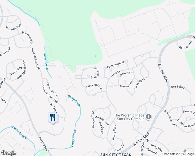 map of restaurants, bars, coffee shops, grocery stores, and more near 303 Bonham Loop in Georgetown