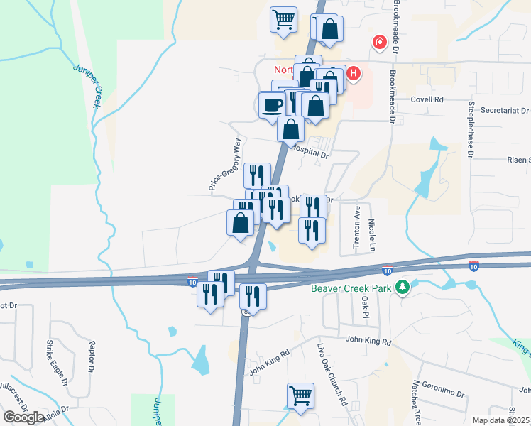 map of restaurants, bars, coffee shops, grocery stores, and more near South Ferdon Boulevard in Crestview